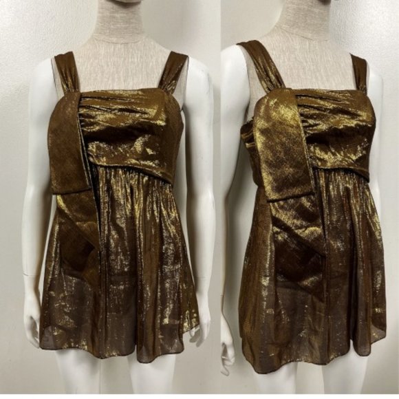 Vera Wang Lavender Label Tops - VERA WANG LAVENDER BRONZE METALLIC BLOUSE 6